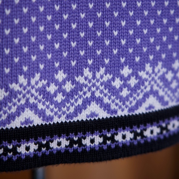 Vintage L.L. Bean 100% Cotton Purple Knitted Fair Isle Nordic Sweater Woman's M - Picture 6 of 15